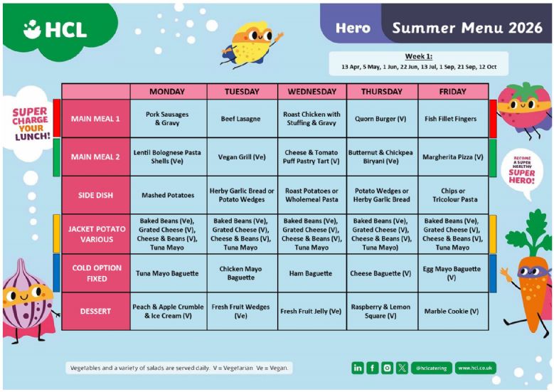 Summer Menu 2026 Week 1