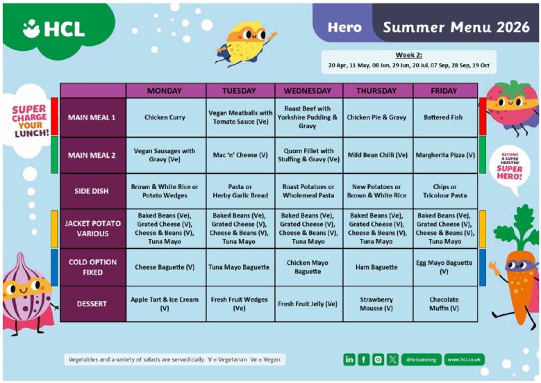 Summer Menu 2026 Week 2